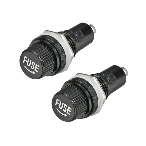 Uxcell Screw Cap Panel Mounted 0.2'' x 0.79'' Fuse Holder AC 125V/15A 250V/10A Black 2Pcs