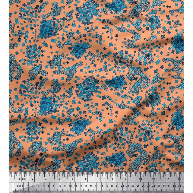 Soimoi Modal Satin Fabric Floral & Leopard Animal Skin Printed Craft Fabric by The Yard 42 Inch Wide