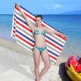 thumbnail image 6 of Coolnut Red Blue Stripes Microfiber Beach Towel 60x30in,Oversized Lightweight Sand Free Towels Travel Swim Pool Yoga Gym Camping for Adults Women Men Beach Essentials Accessories, 6 of 6