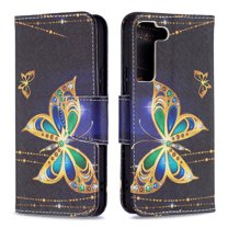 Designed for Samsung Galaxy S22 Plus 5G, Allytech Wallet PU Leather Card Slots Kickstand Flip Case Impact Resistant Protective Magnetic Closure Case for Galaxy S22 Plus 6.7", Gold Butterfly