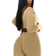 thumbnail image 2 of Douhoow Womens 2 Piece Tracksuit Solid Color Long Sleeve Bodycon Crop Top Long Pants Set, 2 of 6