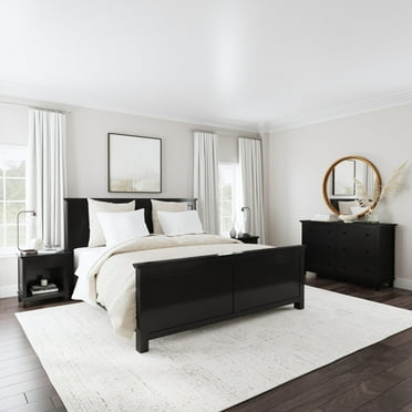 homestyles  4-Piece Oak Park Black Wood King Bed, Two Nightstands and Dresser Set