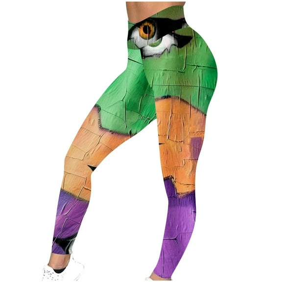 Gmdeguo Halloween Leggings for Women Funny Ghost Pumpkin Graphic Printed High Waisted Tummy Control Trousers Holidays Casual Comfort Workout Sport Yoga Pants