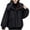 Black, variant on Fashion Plus Size Hooded Coats for Womens Winter Warm Casual Loose Solid Color Pocket Zippered Reversible Long Coat