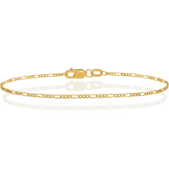 10K Solid Yellow Gold 1.25mm Figaro Link Chain Anklet Summer Beach Foot Ankle Bracelet