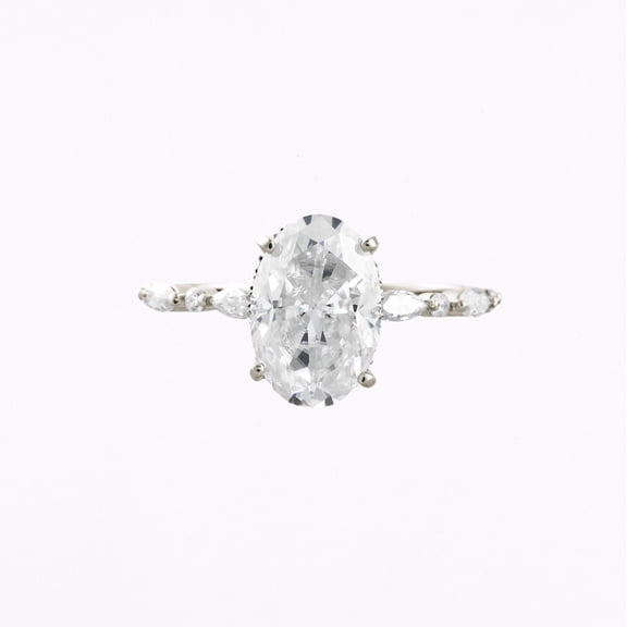 Oryn Jewel 2 Ct Oval Cut Lab Diamond Engagement Ring - Elegant Pave Setting with Accent Stones - 14K White Gold Over - Perfect Gift for Women - Stylish Diamond Ring for Birthdays, Graduation