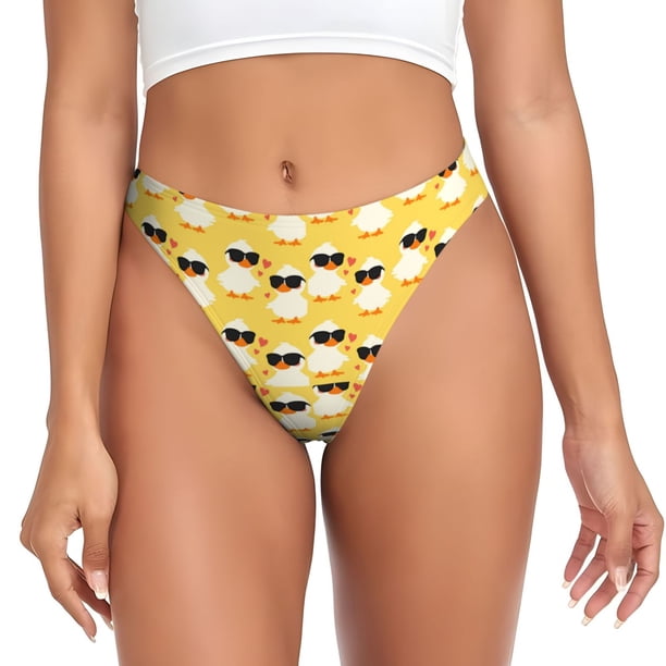 Fotbe Cute Duck With Black Glasses Tanga Sin Costuras para Mujer con Estampado – Panties Invisibles, Transpirables y Cómodos para Uso Diario-X-Large