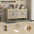 thumbnail image 7 of Natural Wood Sideboard Buffet Cabinet with Rattan Doors and Storage Shelves, 7 of 7