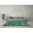thumbnail image 3 of Ahgly Company Indoor Round Abstract Turquoise Blue Modern Area Rugs, 5' Round, 3 of 4