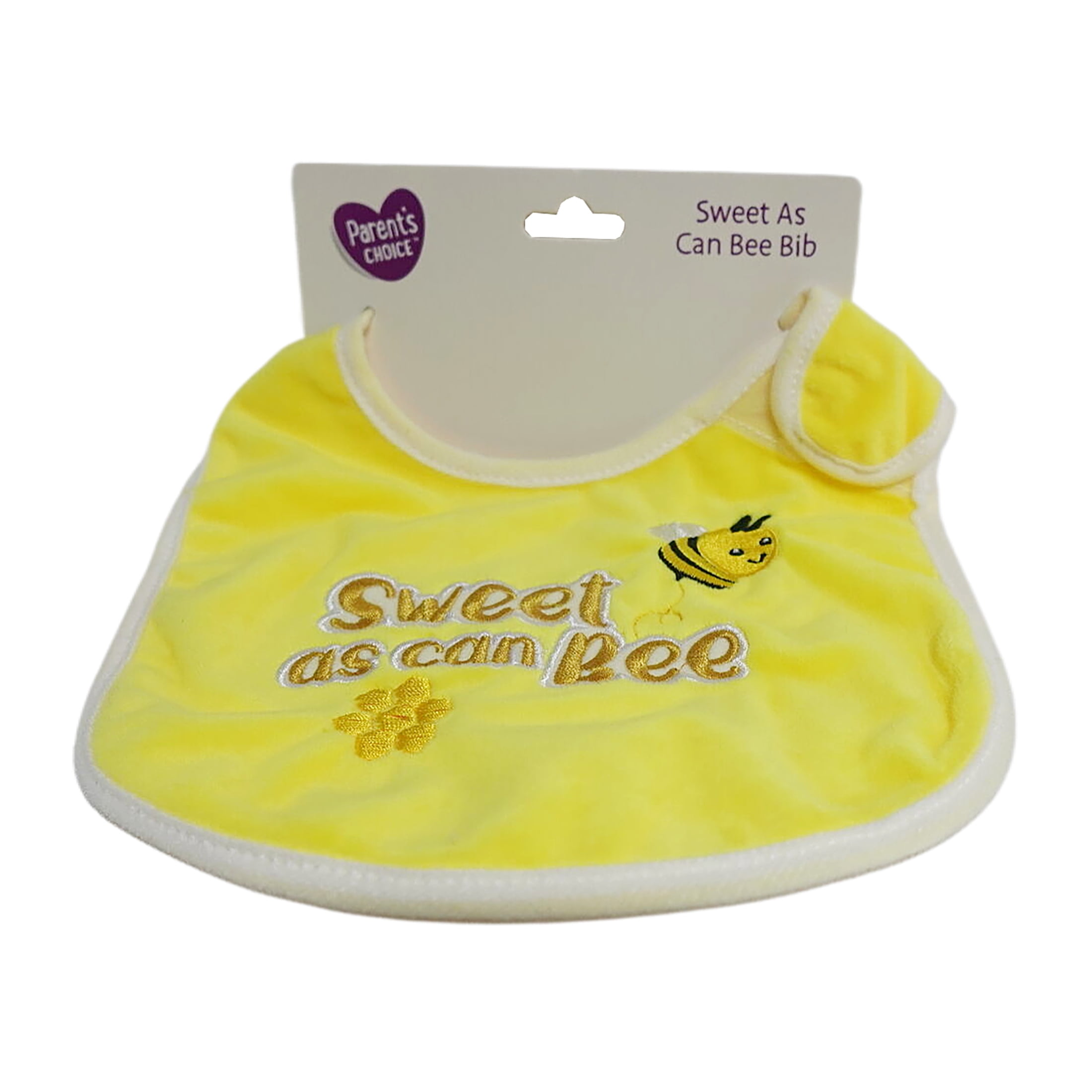 Parent's Choice Plush Baby Bib with Sweet As Can Bee Embroidery, Yellow for Infant
