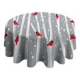 thumbnail image 4 of Gray Christmas Cardinal Bird Pattern Round Tablecloth 60"x60",Wrinkle Wipeable Table Cloth for Kitchen Dining Room Picnic Patio Party, 4 of 6