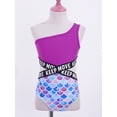 thumbnail image 3 of CHICTRY Girls One-Piece Swimwear Asymmetric Shoulder Straps Swimsuit Beachwear Colorful Fish Scales 16, 3 of 7