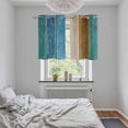 thumbnail image 5 of Teal Brown Blue Wooden Kitchen Curtains Small Short 39 Inch Length, Farmhouse Vertical Striped Art Grommet Top Bedroom Living Room Curtains, Light Filtering Cafe Curtain Drapes 2 Panels Set 55''x39'', 5 of 9