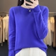 thumbnail image 1 of Women 100% Pure Merino Wool Knitted Sweater Autumn Winter Fashion O-Neck Pullover Seamless Jumper Tops Cashmere Warm Clothes, 1 of 5
