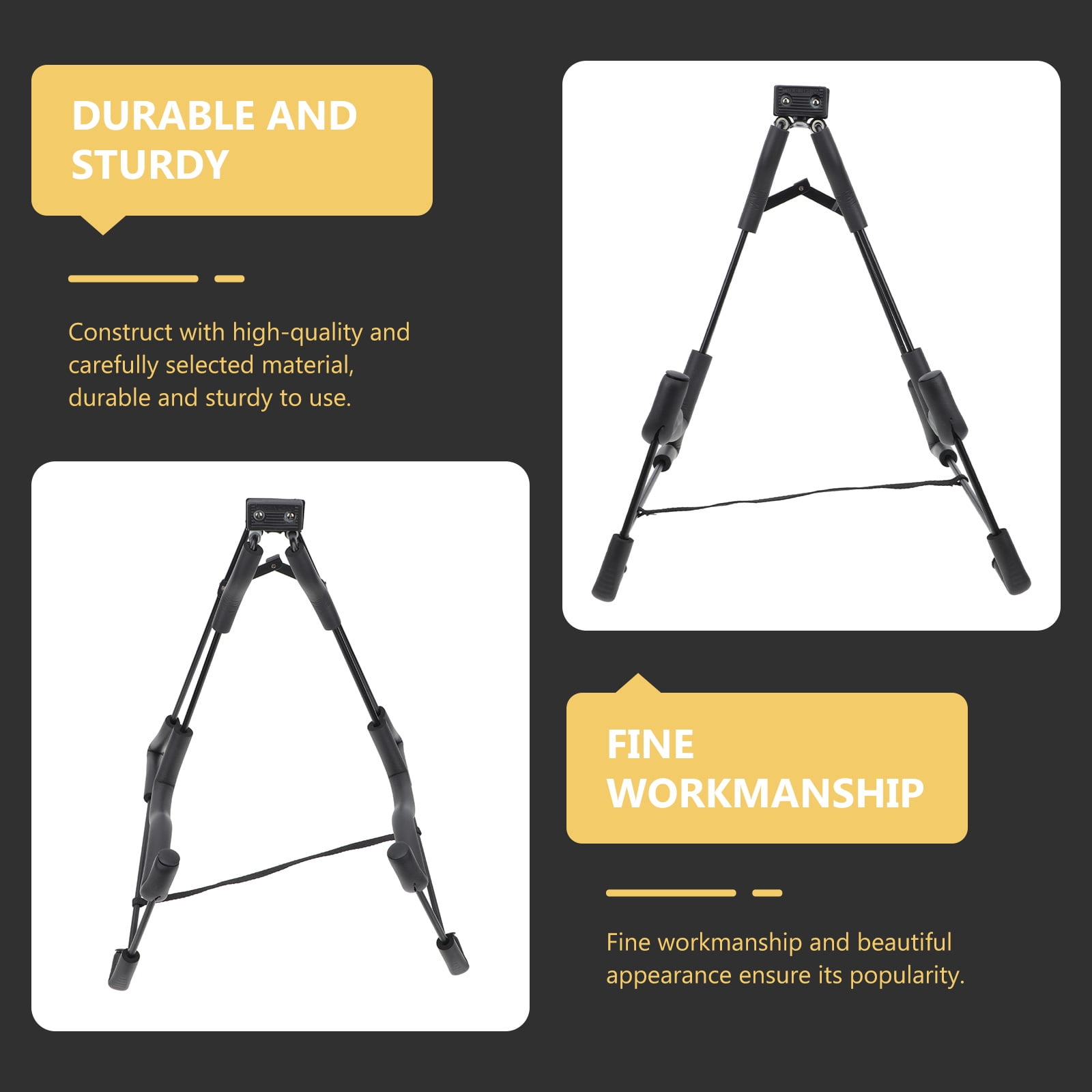 FUTUREORYY 1Pack Black A Shape Iron Sponge Guitar Stand Nonslip Support Rack for Home Practice Stage Performance Storage