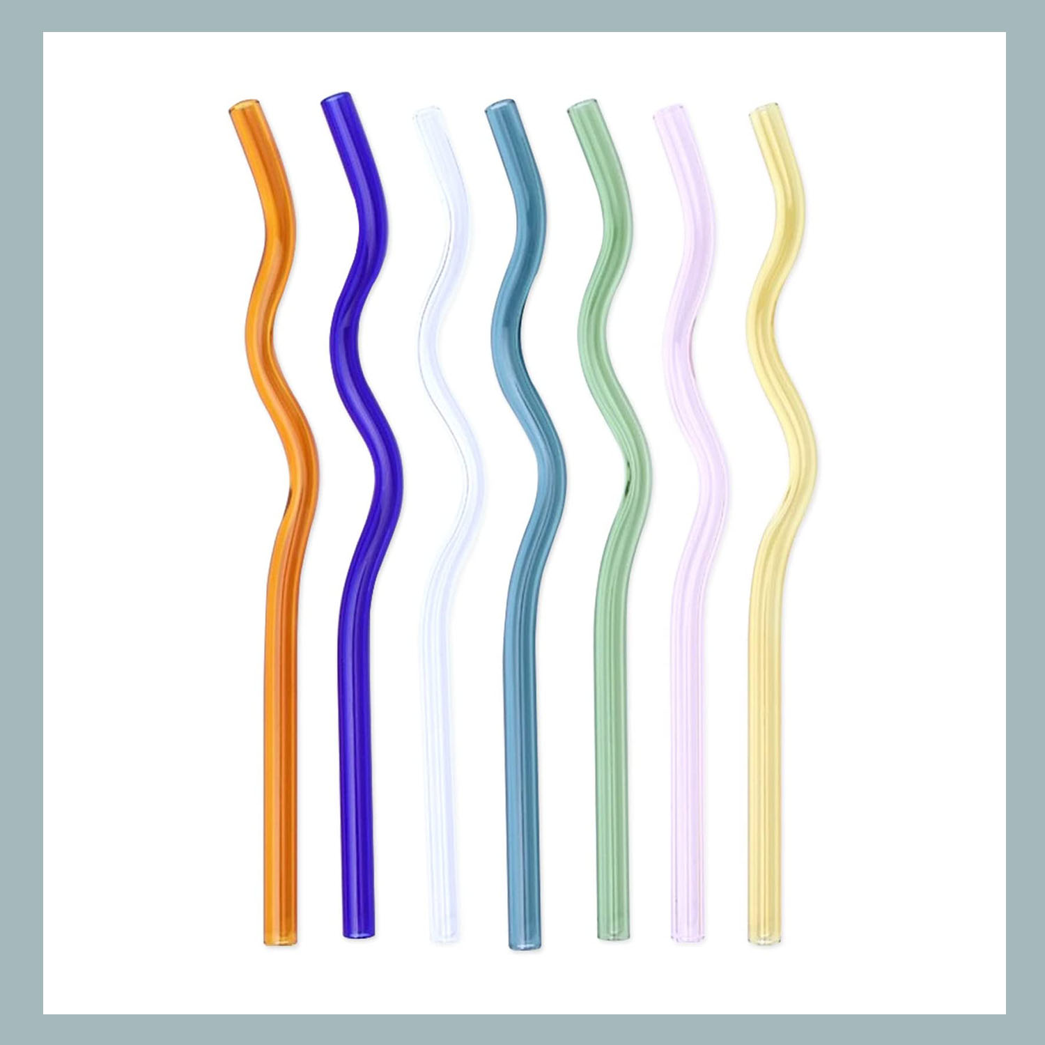 wavy high borosilicate transparent colored high borosilicate glass straws