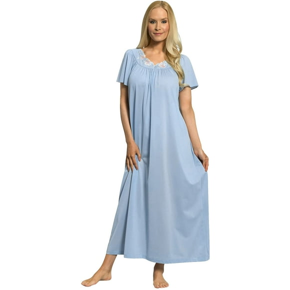 Shadowline Robe Longue à Manches Courtes avec Volants pour Femmes, Pétales, 53 Pouces
