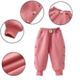 thumbnail image 2 of LYMAYTER Infant Jogger Pant Girls Elastic Waist Thickened Sweat Pants Baby Fall Winter Fleece Trousers for 6 Months-4 Years, 2 of 9