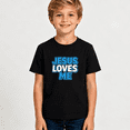 thumbnail image 2 of Boys Graphic T Shirt Jesus Loves Me Quote Short Sleeve Tee Faith Religious Theme 100% Cotton Soft Kids Tops 4-13Y, 2 of 5