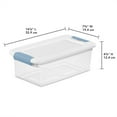 thumbnail image 2 of Sterilite 6 Qt Plastic Storage Box, Stackable Totes with Latching Lid, Clear, 12 Pack, 2 of 12