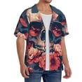 thumbnail image 2 of Honeii Skull With Roses And Sunglasses for Men's Short-Sleeved Button-Up Collared Shirt Featuring A Pocket, Perfect for Beach Vacations, And Travel Adventures.-4X-Large, 2 of 5