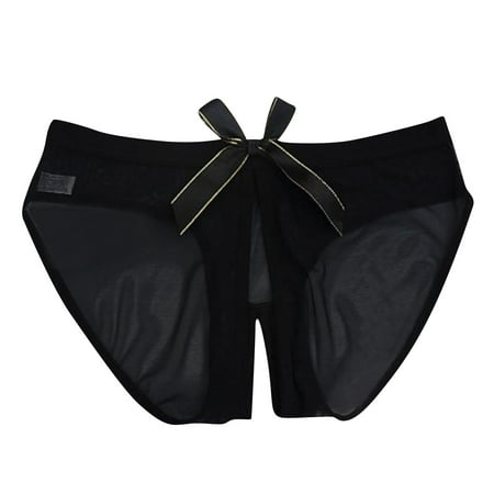 

DNDKILG Invisible Underwear Briefs Stretch Comfort Bikini Bow Seamless Low Rise Hipster for Women Black One Size