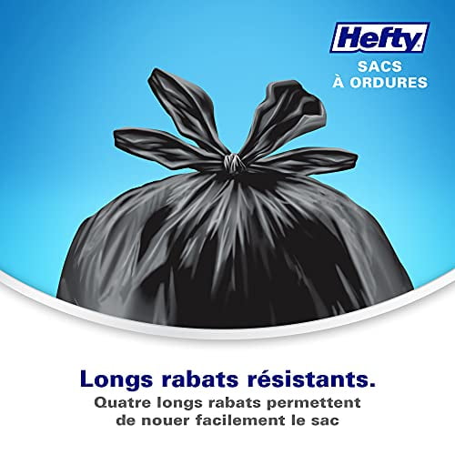 Hefty™ Lot de 30 sacs poubelle Strong Regular 75 litres noirs, EasyFlaps™, neutralisant les odeurs Arm & Hammer