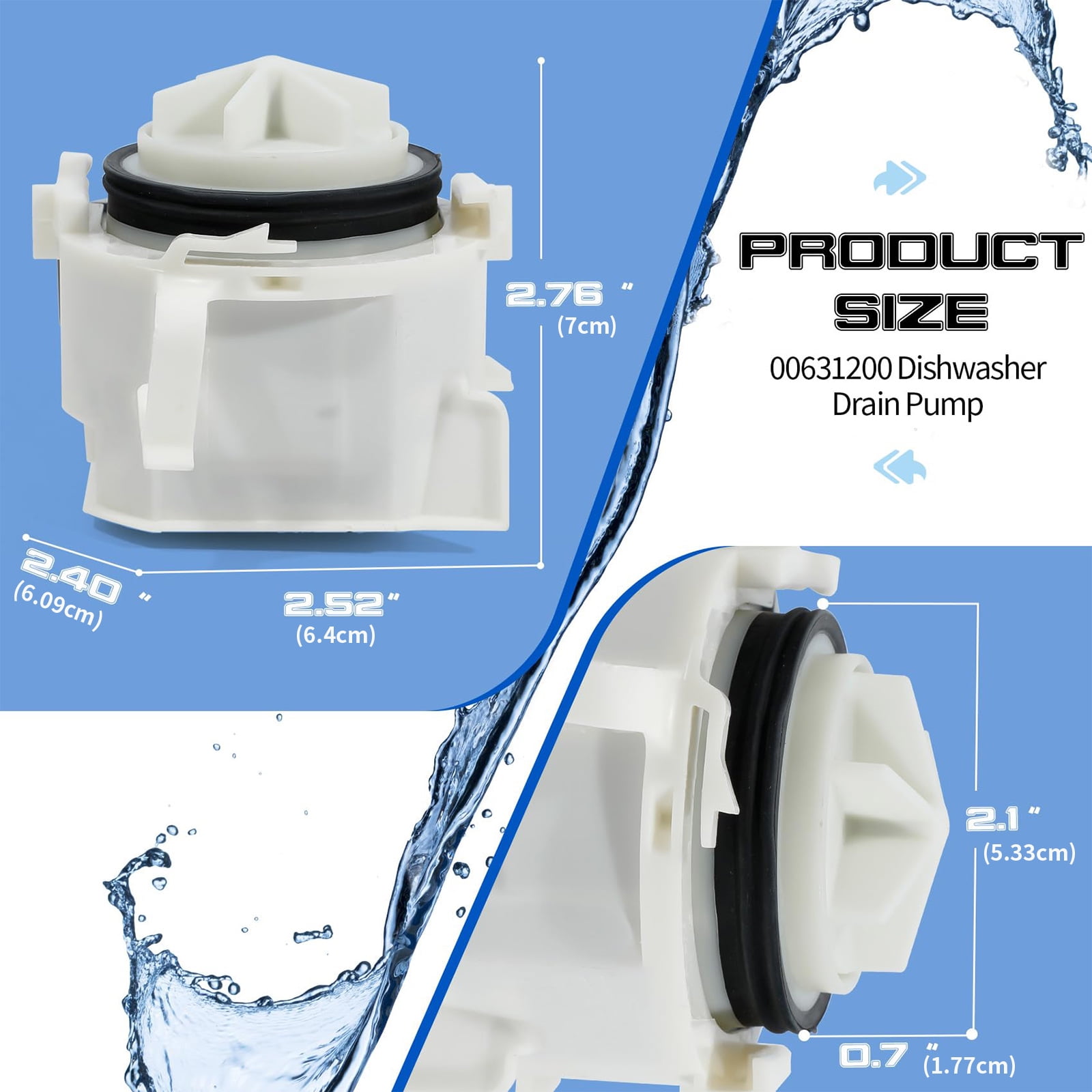 Dishwasher Drain Motor Replacement Unit Exact Size Specifications Tested Replacement Part