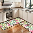 thumbnail image 3 of Kitchen Rugs Sets Of 2,Pioneer Flower Floral Print Pattern Anti Fatigue Kitchen Mat Rugs Non Slip Washable,Decorative Kitchen Floor Mats for Kitchen,Sink,Laundry,17"x47"+17"x47", 3 of 5