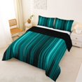 thumbnail image 3 of jejeloiu Teal Black Gradient Lines Full Size Comforter Sets Kids,Abstract Geometric Striped Bedding Sets,Reversible,3-Piece, 3 of 8