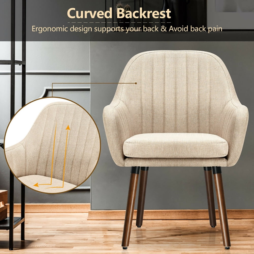 Finihen Modern Living Dining Room Accent Arm Chairs, Fabric Upholstered Accent Chairs with Wooden Legs, Set of 2, for Bedroom, Living Room, Beige Finihen Modern Living Dining Room Accent Arm Chairs, Fabric Upholstered Accent Chairs with Wooden Legs, Set of 2, for Bedroom, Living Room, Beige