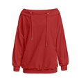 thumbnail image 7 of Staron Women's Off Shoulder Long Sleeve Tops Casual Loose Knitted Sweater Pullover Solid Color Comfy Winter Fall Spring Fashion Basic, Red L, 7 of 7