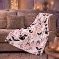 thumbnail image 6 of Whimsical Pink Pumpkin Black Cat autumn celebration, Playful Pet Portrait Pattern, Warm Flannel Blanket for Living Room and Bedroom, Cat Lovers autumn celebration Gift, Pet Lover Home Decor, 6 of 9