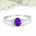 thumbnail image 3 of HeartsAndYou 1ct Natural Purple Amethyst & Diamond Ring Trilogy 100% 14k SOLID White Gold, 3 of 9
