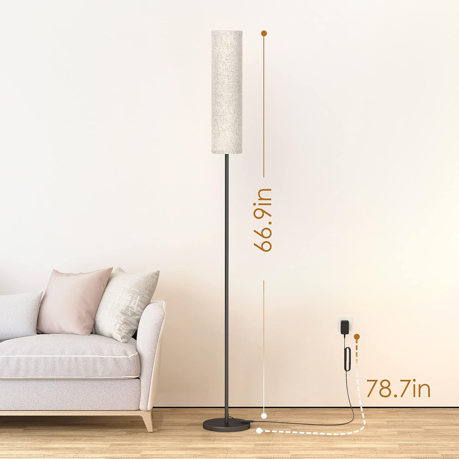 Floor Lamp for Bedroom Living Room Office with Remote Control Modern Living Room LED 4 Color Temperature & Stepless Dimmer, Standing Elegant Lamp 3000k-7000k