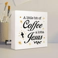 thumbnail image 4 of Zomyto 7x7 In Funny A Little Bit of Coffee A lotta Jesus Wooden Box Sign Rustic Coffee Sign, 4 of 6