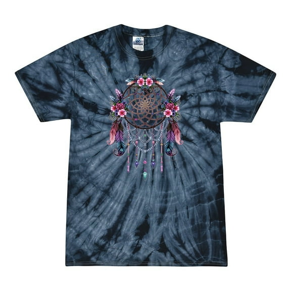 Wild Bobby, Dreamcatcher with Flowers, Pop Culture, Tie-Dye Tees, Spiral Navy, Medium