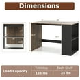 thumbnail image 3 of Gymax Computer Desk 44'' Home Office Desk w/ 2-Tier Bookshelf Study Writing Desk Rustic Brown & Black, 3 of 10