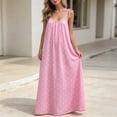 thumbnail image 4 of Yteetum Summer Dresses for Women Sleeveless Boho Print Tie Shoulder Spaghetti Strap Backless Cami Dresses Sundress Casual Solid Loose Comfy Travel Vacation Beach Dress, 4 of 9