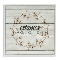 Stupell Industries Estamos Bendecidos con Algodón Inspirational Quotes & Sayings Painting White Framed Art Print Wall Art, 24 x 24