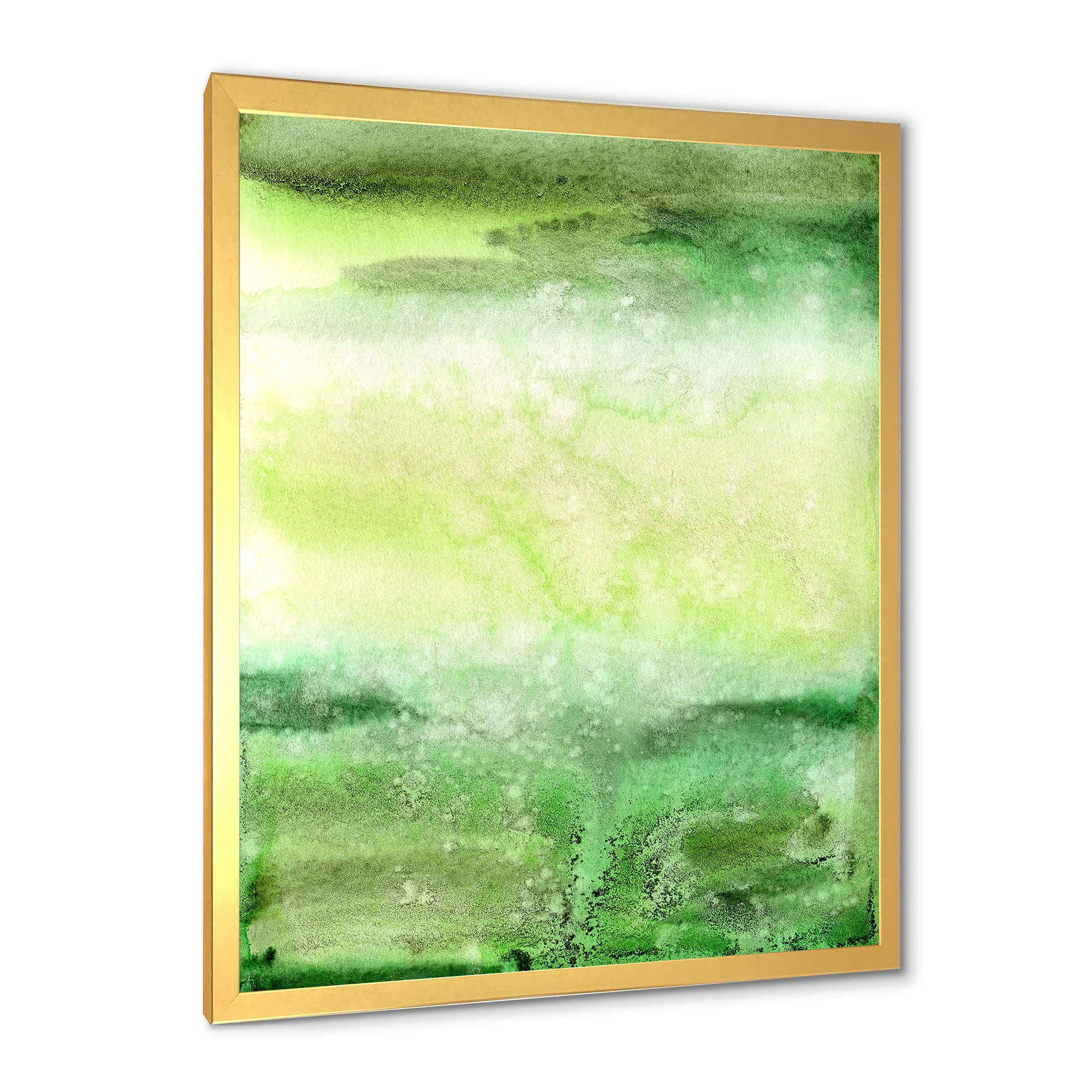 Designart 'Pastel Abstract With Beige and Dark Green & Spots' Modern Framed Art Print