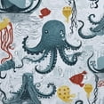 thumbnail image 5 of Orinice  Kids Whale Shower Curtain 60Wx72H Inch Abstract Cartoon Sea Animal Marine Life Line Art Funny Octopus Fish Underwater Nautical Bathroom Decor Fabric Polyester Waterproof 12 Pack Hooks 36x72, 5 of 7