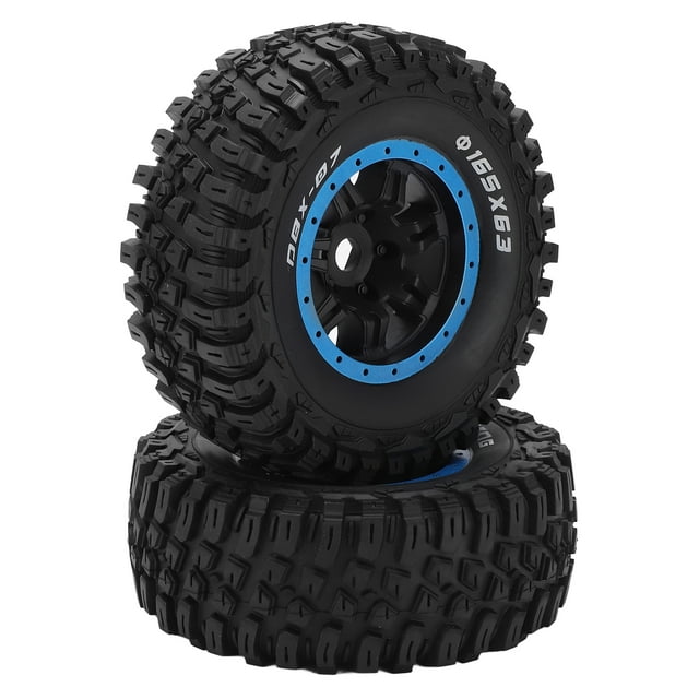 RC Tire, Strong Cushioning Rubber Tire Skin Improve Appearance Grip 2Pcs for ZD Racing 1/7 DBX-07 RC Car Blue,Titanium