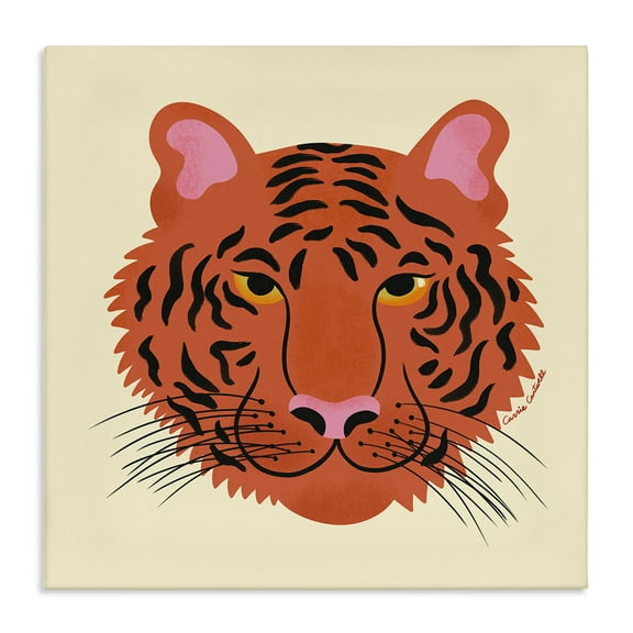 Stupell Industries Modern Wild Tiger Face Animals Painting Wrapped Canvas Canvas Art Print Wall Art, 17 x 17