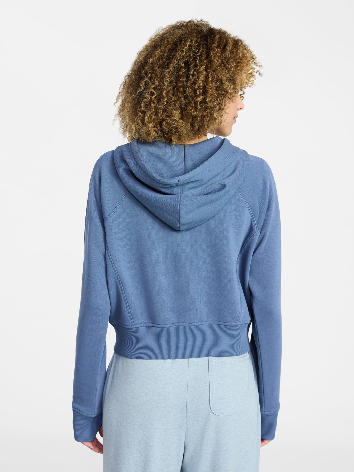 Athletic Works Women's Mineral Wash French Terry Cropped Zip Hoodie, Size XS-XXXL