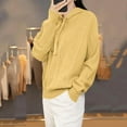 thumbnail image 3 of ShomPort Casual Sweaters for Womens Drawstring Long Sleeve Hooded Textured Tops Lightweight Going Out Solid Color Cozy Soft Blouses, 3 of 6