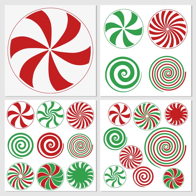 Template Stencil Clothmile Christmas Candy, 4 unidades, 30 x 30 cm