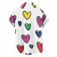 thumbnail image 4 of Men's Short Sleeve Button Down Shirt Valentine's Day Print Collared Casual T-Shirt Purple XXXXXL, 4 of 6