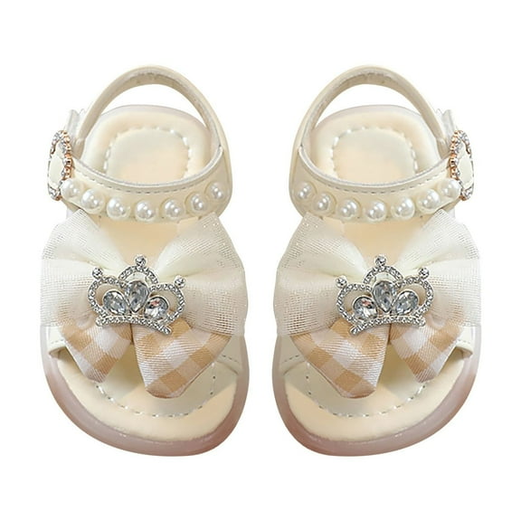 Otqutp Cute Footwear for Toddler Girls Sandals Summer for Children Wearing Beach Shoes Pearl Soft Sole Comfortable Flat Sandals Summer Dress Shoes