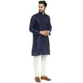 thumbnail image 2 of SKAVIJ Kurta Pajama Set for Men Art Silk Party Wear Dress Blue L, 2 of 6